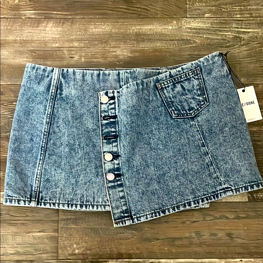 Redone Denim Mini Skirt
